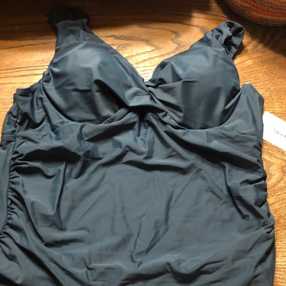Classic Twist-Front Swimsuit top and in Dark Teal